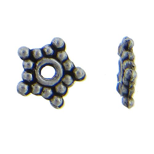 Pewter, 8.8mm Width by 8.8mm Length by 1.9mm Height, Star Daisy Bead. Quantity per pack: 140 Pieces.