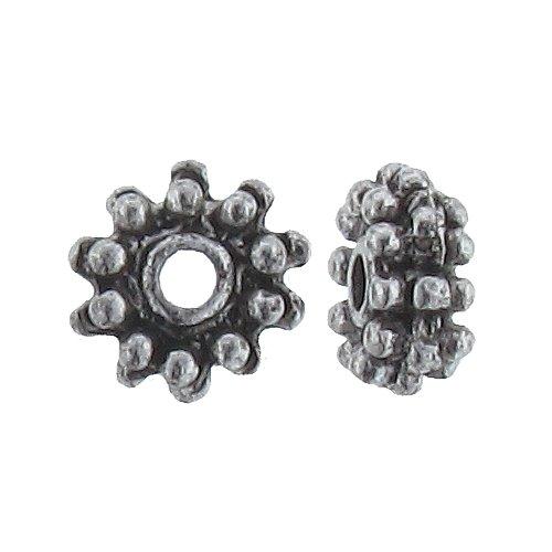 Pewter, 8.1mm Width by 8.3mm Length by 3.7mm Height, Daisy Bead. Quantity per pack: 53 Pieces.