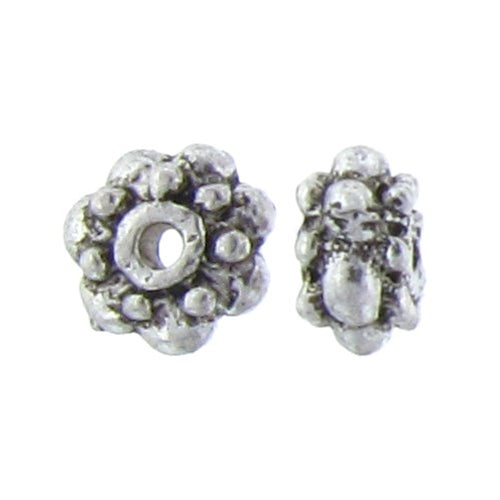 Pewter, 8.0mm Width by 7.6mm Length by 4.3mm Height, Textured Roundel Bead. Quantity per pack: 48 Pieces.