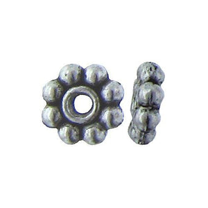 Pewter, 6.3mm Width by 6.3mm Length by 2.6mm Height, Textured Roundel Bead. Quantity per pack: 133 Pieces.