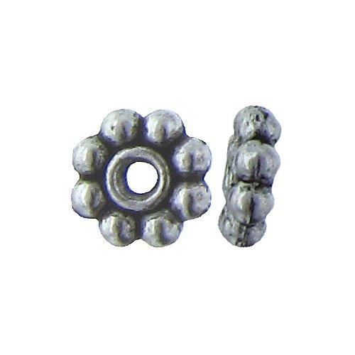 Pewter, 6.3mm Width by 6.3mm Length by 2.6mm Height, Textured Roundel Bead. Quantity per pack: 133 Pieces.
