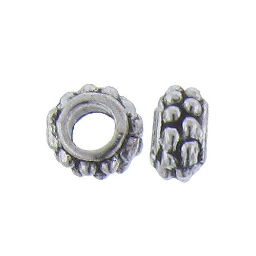 Pewter, 6.8mm Width by 6.8mm Length by 3.7mm Height, Textured Roundel Bead. Quantity per pack: 106 Pieces.