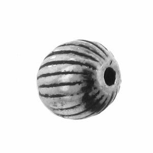 Pewter, 7.5mm Width / Length / Height, Corrugated Round Bead. Quantity per pack: 28 Pieces.