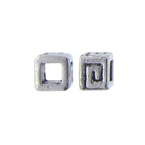 Pewter, 3.9mm Width by 4.5mm Length / Height, Textured Square Bali Bead. Quantity Per Pack: 138 Pieces.