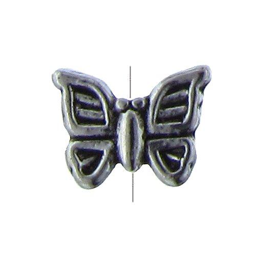 Pewter, 8.6mm Width by 11.3mm Length by 3.9mm Thickness, Butterfly Bead. Quantity Per Pack: 44 Pieces.
