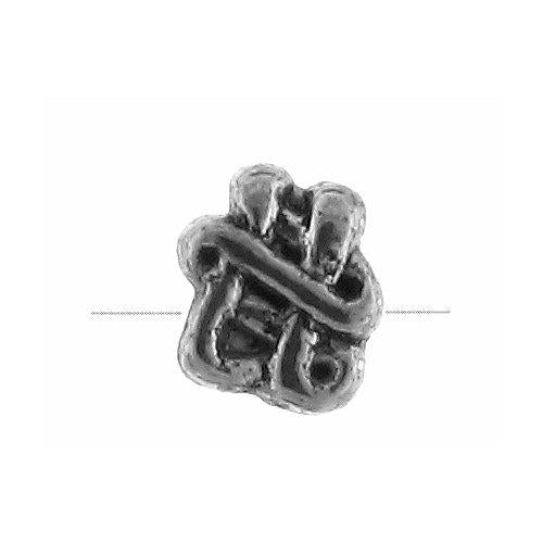 Pewter, 7.1mm Width by 8.0mm Length by 4.6mm Thickness, Celtic Knot Square Bali Bead. Quantity Per Pack: 40 Pieces.