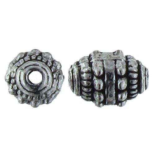 Pewter, 7.4mm Width by 7.2mm Length by 10.2mm Height, Textured Oval Bead. Quantity per pack: 28 Pieces.