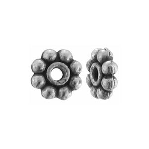 Pewter, 7.2mm Width by 7.2mm Length by 3.1mm Height, Textured Fancy Round Bead. Quantity per pack: 80 Pieces.