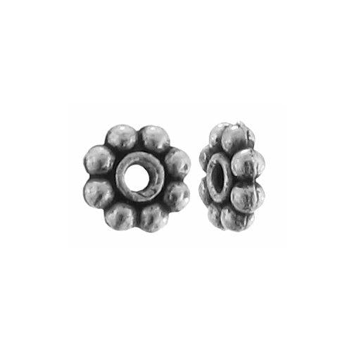Pewter, 5.8mm Width by 5.7mm Length by 1.7mm Height, Daisy Bead. Quantity per pack: 225 Pieces.