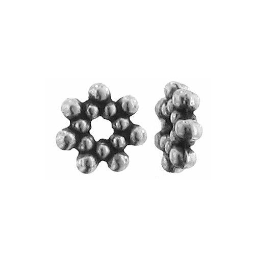 Pewter, 6.7mm Width by 6.6mm Length by 2.0mm Height, Star Daisy Bead. Quantity per pack: 92 Pieces.