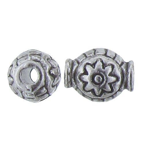 Pewter, 6.7mm Width by 6.6mm Length by 8.9mm Height, Stamped Textured Oval Bead. Quantity per pack: 40 Pieces.