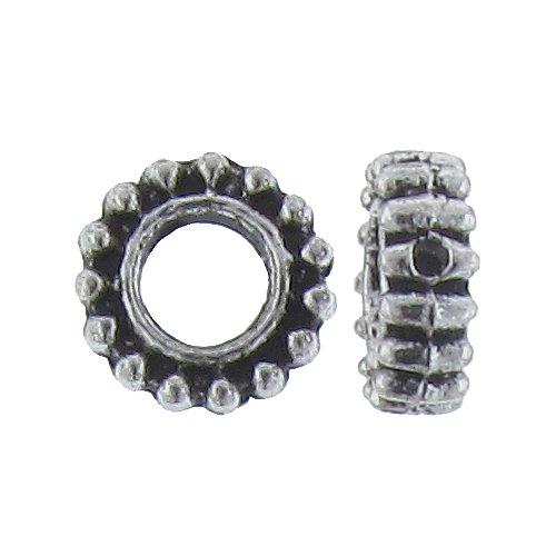 Pewter, 8.8mm Width by 8.7mm Length by 3.3mm Height, Corrugated Roundel Bead. Quantity per pack: 42 Pieces.