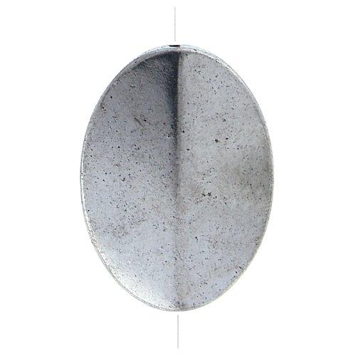 Pewter, 24.2mm Width by 5.5mm Length by 33.2mm Height, Flat Oval Bead. Quantity per pack: 3 Pieces.