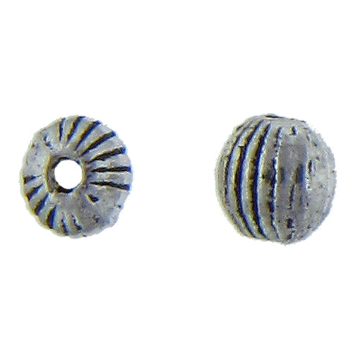 Pewter, 5.6mm Width by 5.2mm Length / Height, Corrugated Round Bead. Quantity Per Pack: 76 Pieces.