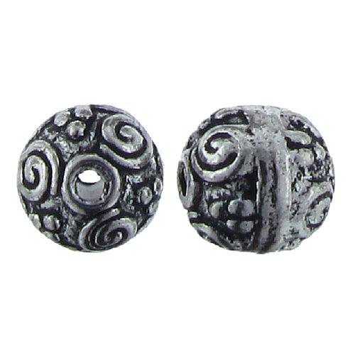 Pewter, 10.0mm Width by 10.0mm Length by 10.2mm Height, Textured Round Bead. Quantity per pack: 9 Pieces.