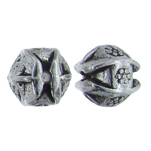 Pewter, 7.7mm Width by 7.3mm Length by 7.3mm Height, Stamped Fancy Round Bead. Quantity per pack: 32 Pieces.