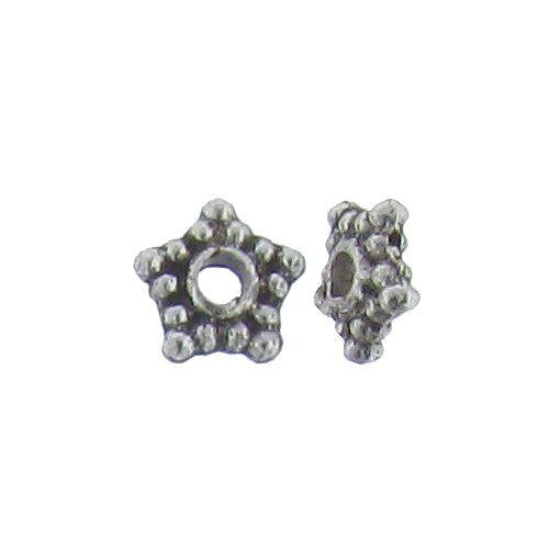 Pewter, 5.8mm Width by 5.8mm Length by 2.0mm Height, Star Daisy Bead. Quantity per pack: 296 Pieces.