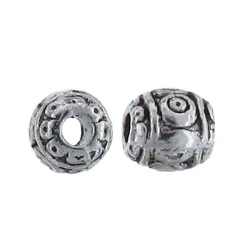 Pewter, 6.2mm Width by 5.7mm Length by 6.3mm Height, Textured Oval Bead. Quantity per pack: 52 Pieces.