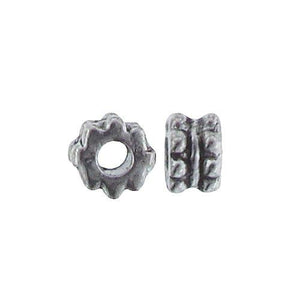 Pewter, 3.5mm Width by 4.7mm Length / Height, Textured Round Bali Bead. Quantity Per Pack: 155 Pieces.
