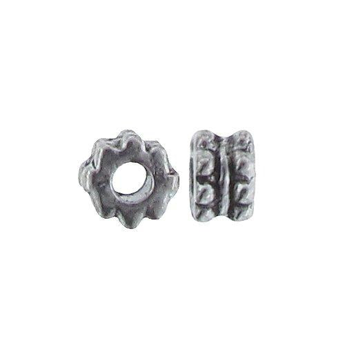 Pewter, 3.5mm Width by 4.7mm Length / Height, Textured Round Bali Bead. Quantity Per Pack: 155 Pieces.
