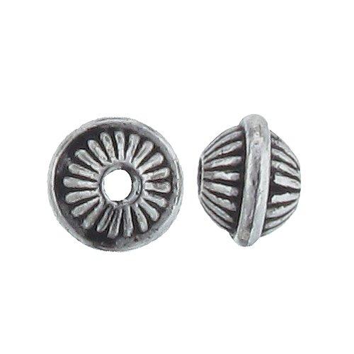 Pewter, 5.1mm Width by 7.1mm Length / Height, Corrugated Round Bead. Quantity Per Pack: 73 Pieces.