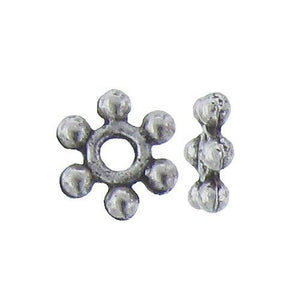 Pewter, 2.2mm Width by 7.5mm Length by 2.2mm Thickness, Daisy Bali Bead. Quantity Per Pack: 164 Pieces.
