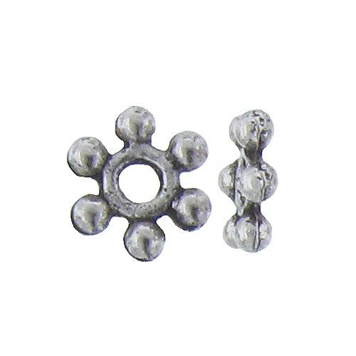 Pewter, 2.2mm Width by 7.5mm Length by 2.2mm Thickness, Daisy Bali Bead. Quantity Per Pack: 164 Pieces.