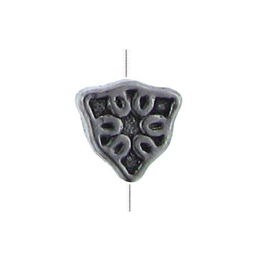 Pewter, 7.4mm Width by 7.9mm Length by 3.0mm Thickness, Textured Flat Triangle Shaped Bead. Quantity Per Pack: 61 Pieces.