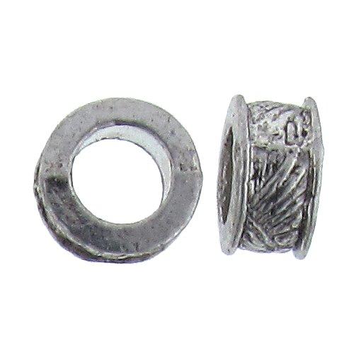 Pewter, 4.7mm Width by 7.8mm Length / Height, Textured Roundel Bead. Quantity Per Pack: 54 Pieces.