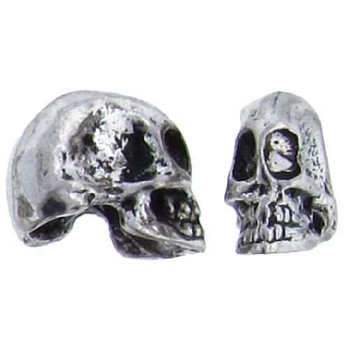 Pewter, 8.9mm Width by 11.3mm Length by 5.2mm Thickness, Skull Bali Bead. Quantity Per Pack: 25 Pieces.