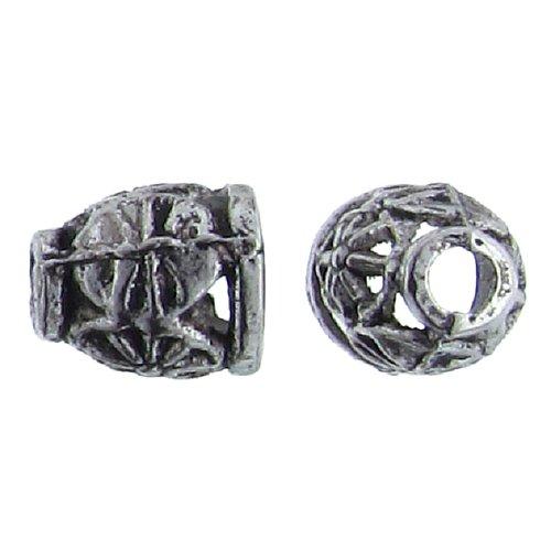 Pewter, 9.3mm Width by 8.1mm Length / Height, Fancy Textured Bali Cone. Quantity Per Pack: 67 Pieces.