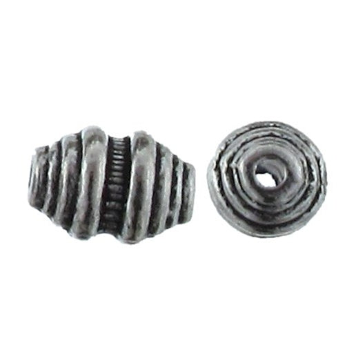 Pewter, 8.9mm Width by 6.3mm Length / Height, Fancy Textured Tube Bead. Quantity Per Pack: 43 Pieces.