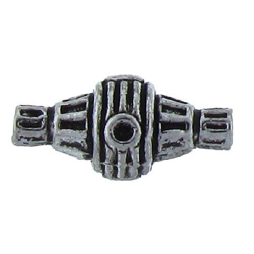 Pewter, 18.5mm Width by 9.1mm Length / Height, Fancy Textured Tube Bead. Quantity Per Pack: 14 Pieces.