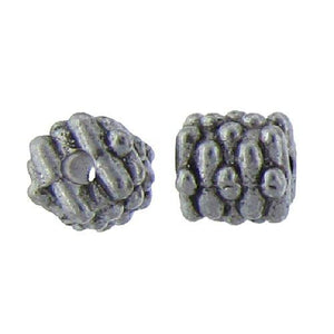 Pewter, 7.4mm Width by 7.7mm Length by 7.6mm Height, Beaded Texture Fancy Bali Bead. Quantity Per Pack: 29 Pieces.