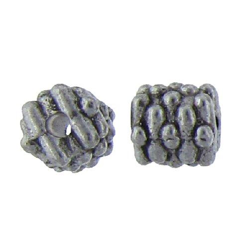 Pewter, 7.4mm Width by 7.7mm Length by 7.6mm Height, Beaded Texture Fancy Bali Bead. Quantity Per Pack: 29 Pieces.