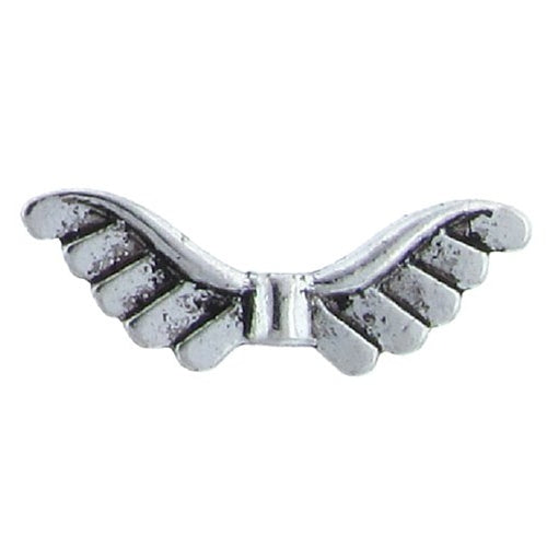 Pewter, 23.9mm Width by 3.0mm Length by 8.4mm Height, Textured Wings Bead. Quantity per pack: 46 Pieces.