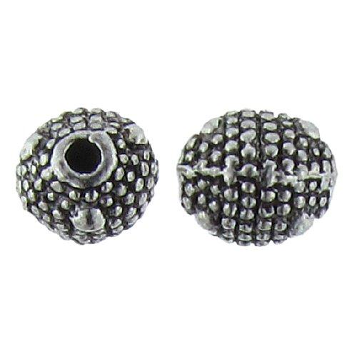 Pewter, 8.3mm Width by 8.3mm Length by 9.4mm Height, Textured Oval Bead. Quantity per pack: 14 Pieces.