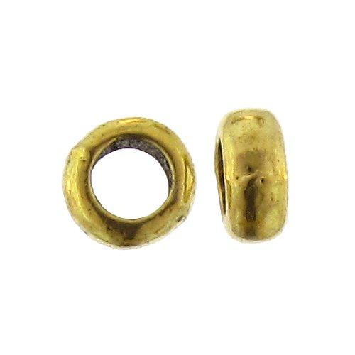 Pewter Gold Plated, 3.3mm Width by 6.9mm Length / Height, Smooth Roundel Bead. Quantity Per Pack: 95 Pieces.