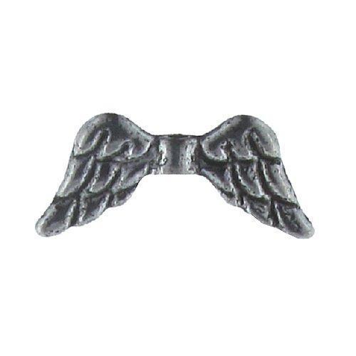 Pewter, 19.7mm Width by 3.2mm Length by 8.9mm Height, Textured Angel Wings Bali Bead. Quantity per pack: 41 Pieces.