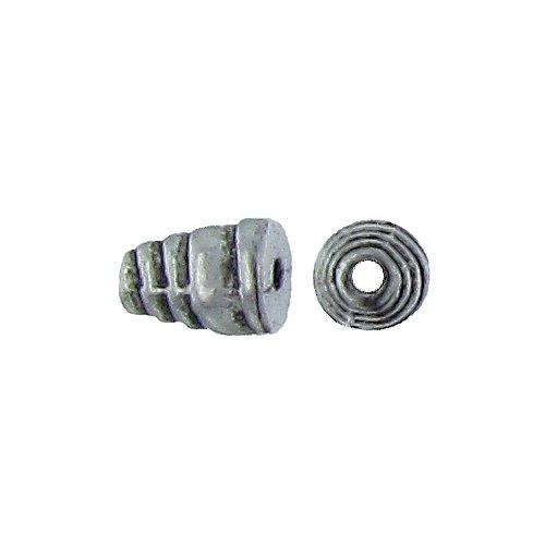 Pewter, 4.5mm Width by 4.3mm Length by 6.1mm Height, Textured Cone Bead. Quantity per pack: 118 Pieces.