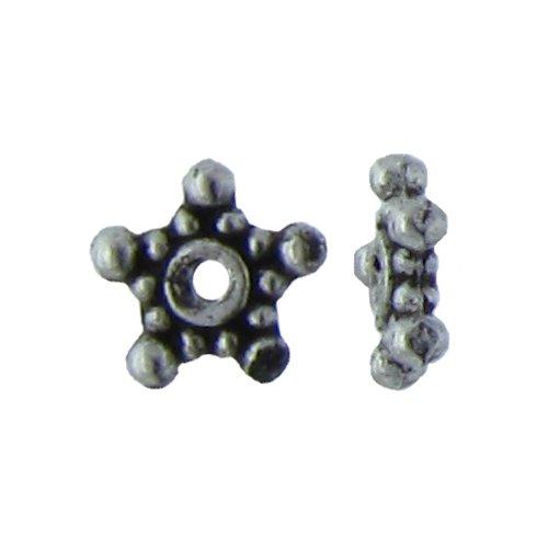 Pewter, 7.2mm Width by 1.9mm Length by 7.0mm Height, Star Daisy Bead. Quantity per pack: 206 Pieces.