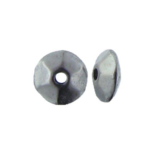 Pewter, 5.7mm Width by 5.7mm Length by 2.7mm Height, Faceted Saucer Bead. Quantity per pack: 157 Pieces.