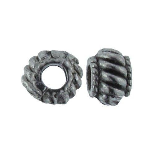 Pewter, 6.4mm Width by 6.2mm Length by 4.4mm Height, Corrugated Roundel Bead. Quantity per pack: 90 Pieces.