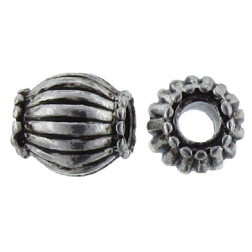 Pewter, 9.5mm Width by 9.4mm Length by 10.8mm Height, Corrugated Roundel Bead. Quantity per pack: 11 Pieces.