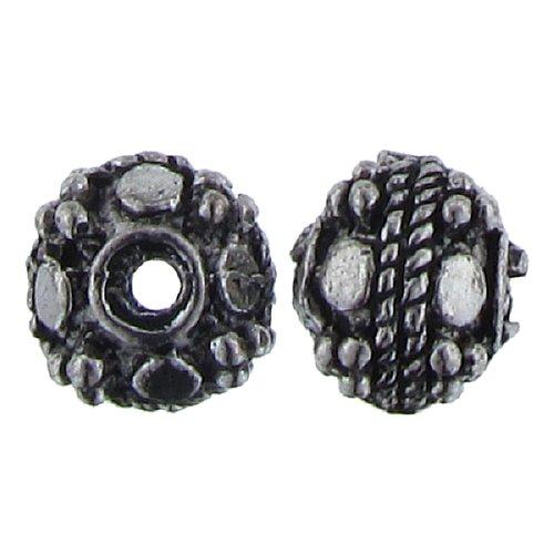 Pewter, 10.5mm Width by 10.3mm Length by 8.0mm Height, Textured Round Bead. Quantity per pack: 15 Pieces.