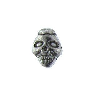 Pewter, 8.6mm Width by 5.5mm Length by 6.4mm Height, Skull Bead. Quantity per pack: 45 Pieces.
