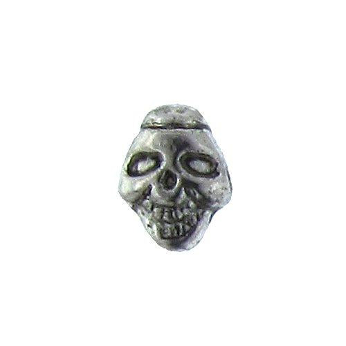 Pewter, 8.6mm Width by 5.5mm Length by 6.4mm Height, Skull Bead. Quantity per pack: 45 Pieces.