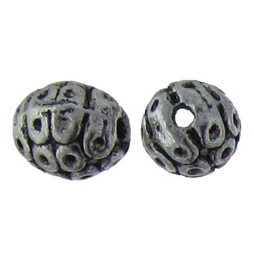 Pewter, 7.8mm Width by 7.6mm Length by 8.8mm Height, Textured Oval Bead. Quantity per pack: 24 Pieces.