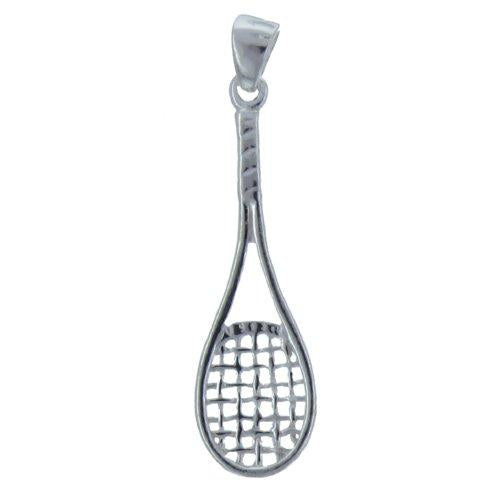 Sterling Silver, 13.1mm Width by 2.6mm Length by 43.3mm Height, Racket Pendant. Quantity Per Pack: 2 Pieces.