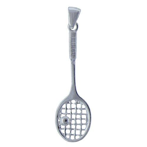 Sterling Silver, 13.3mm Width by 3.5mm Length by 45.0mm Height, Racket With Ball Pendant. Quantity Per Pack: 1 Piece.